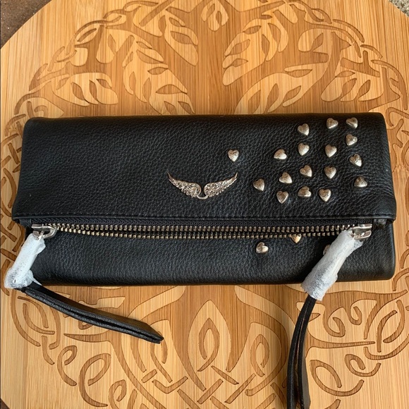 Zadig & Voltaire Rocky Leather Heart Clutch in Black - Picture 3 of 7